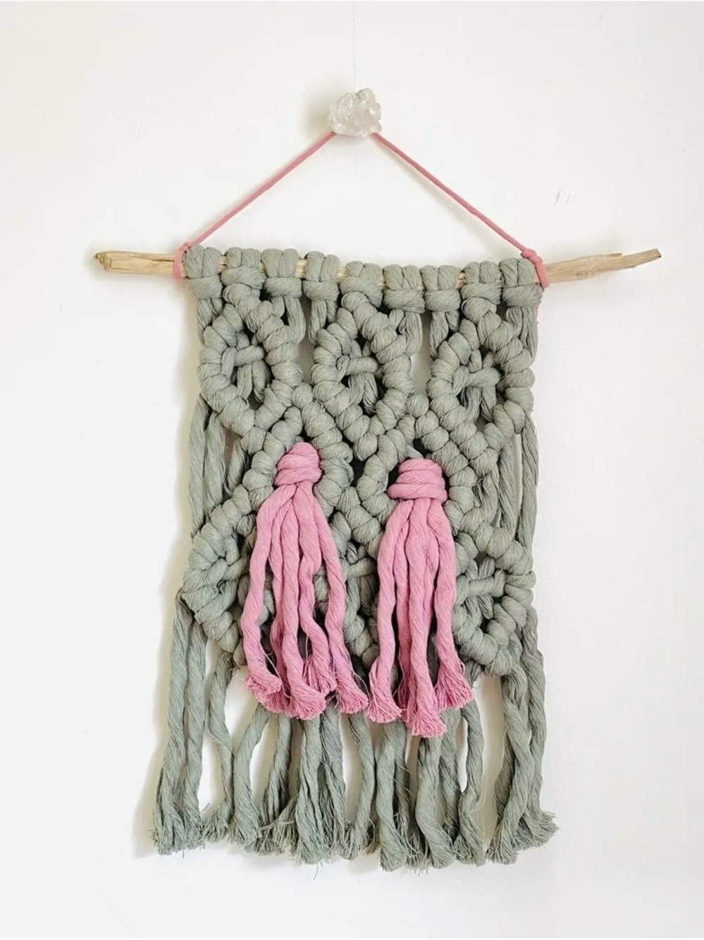 Sage and Pink Macramé Wall Tapestry